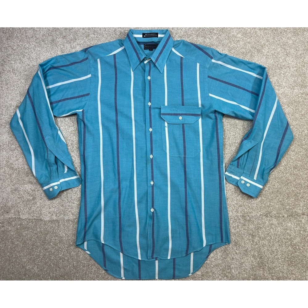 Vtg‎ Peter England Mens Regular Fit Grandpacore Dadcore Button Down Shirt Size S